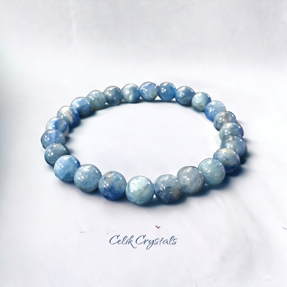 Authentic Blue Kyanite Bracelet 8mm Natural Stones Unisex Healing Bracel… - Picture 2 of 7